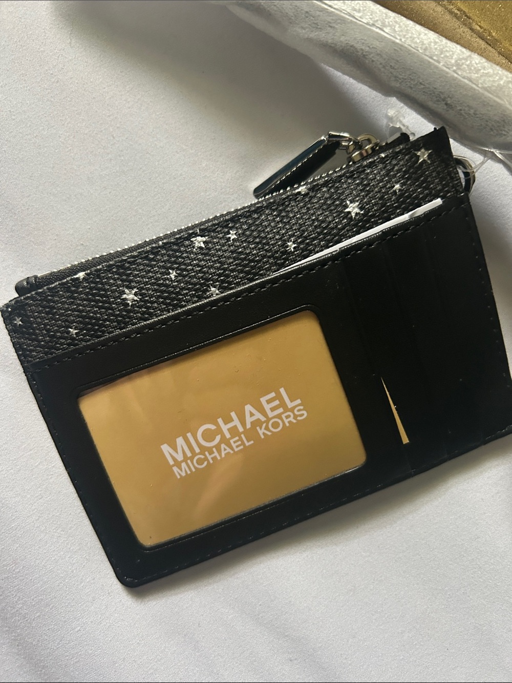 Michael Kors Black White Stars Signiture Logo Jet Set Travel Small Coin Purse - Picture 3 of 11